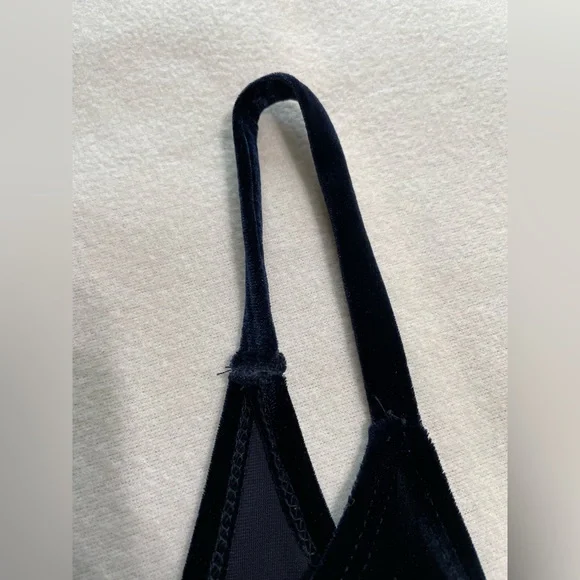 Vintage 90s Navy Velvet Mini Dress Y2K Slip Dress Party Goth Fairy Grunge Size M - Picture 12 of 12